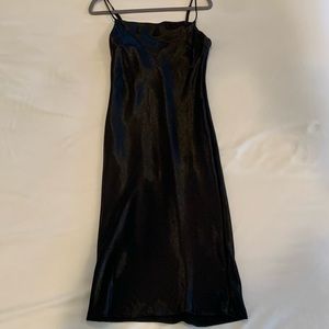 Black satin slip dress